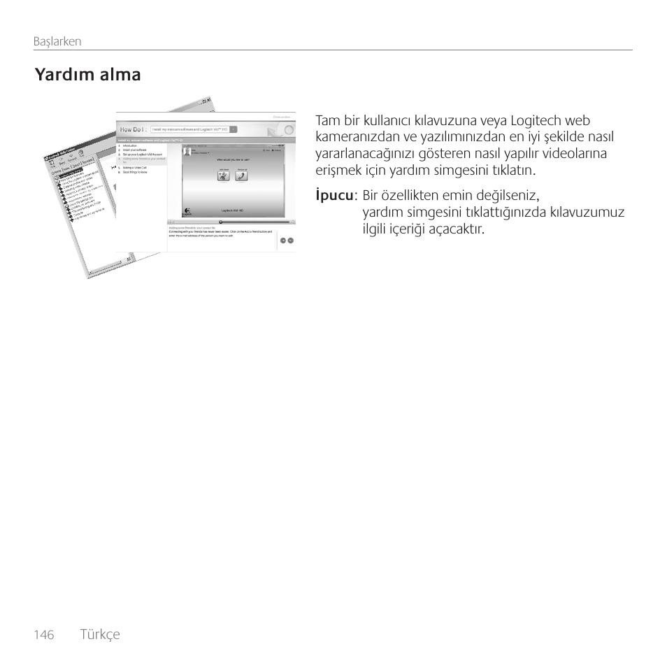 Yardım alma | Logitech C110 User Manual | Page 146 / 160