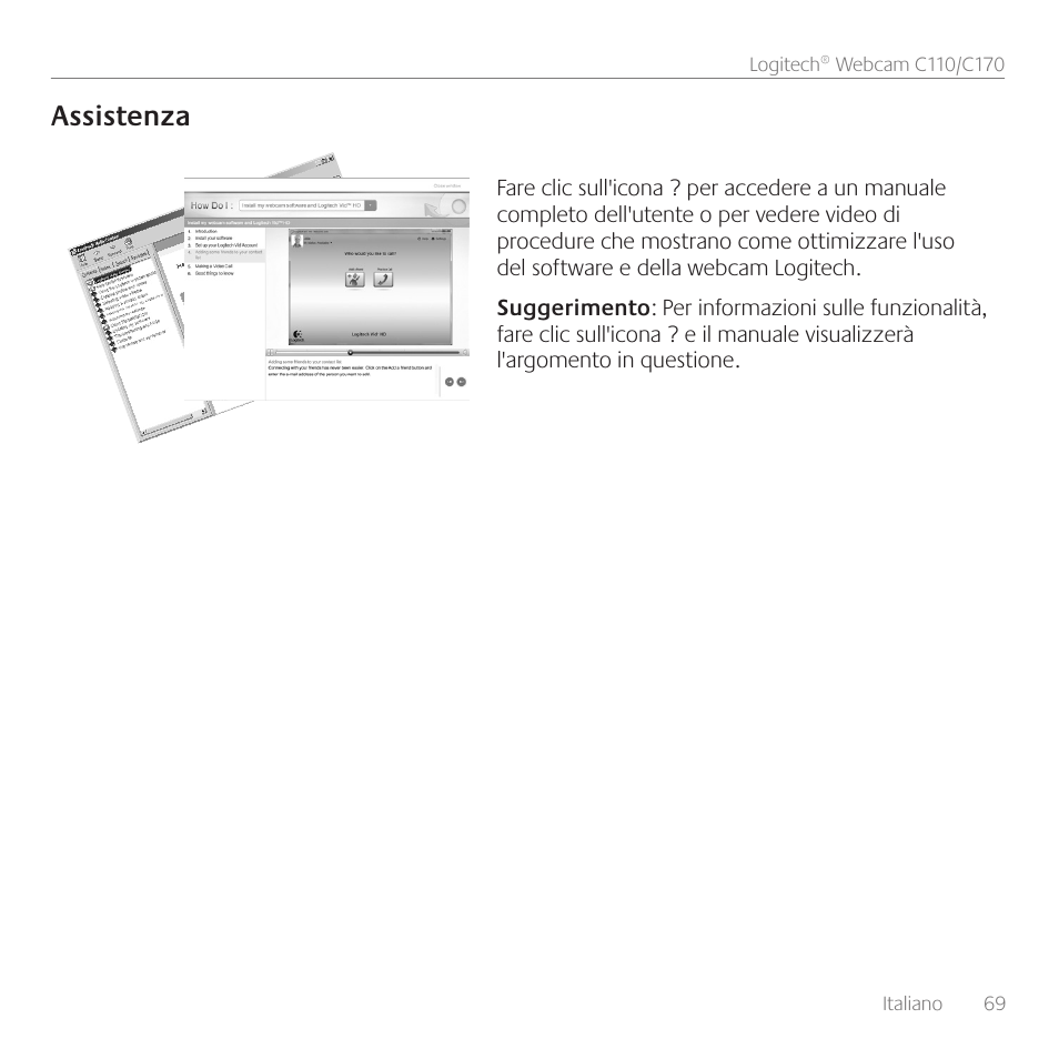 Assistenza | Logitech C110 User Manual | Page 69 / 160