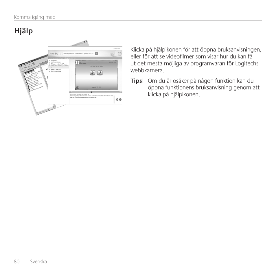 Hjälp | Logitech C110 User Manual | Page 80 / 160