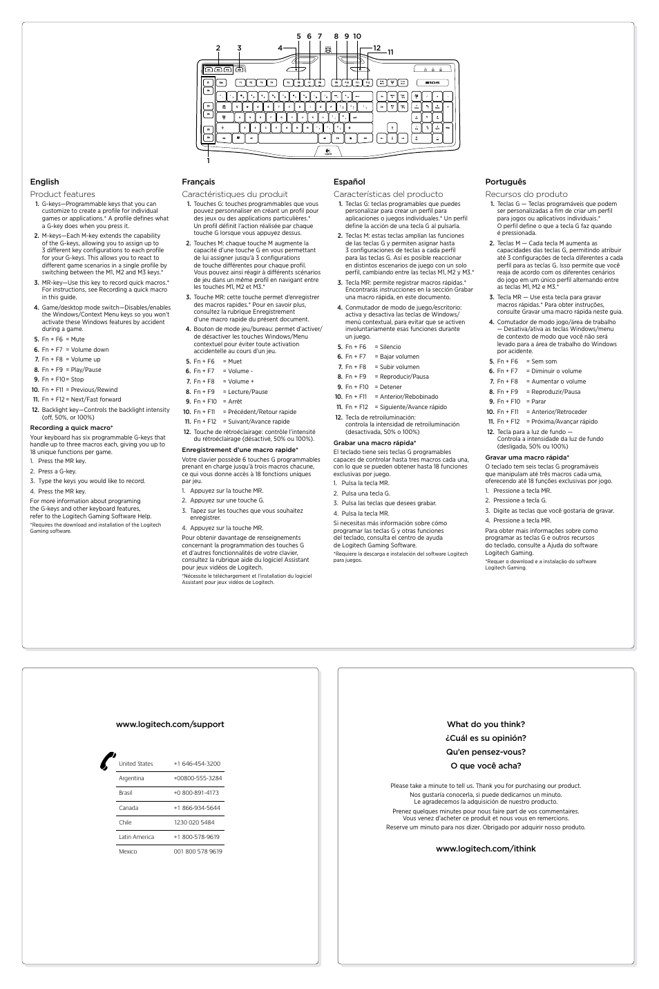 Logitech Premire utilisation Gaming Keyboard G105 User Manual | Page 2 / 2