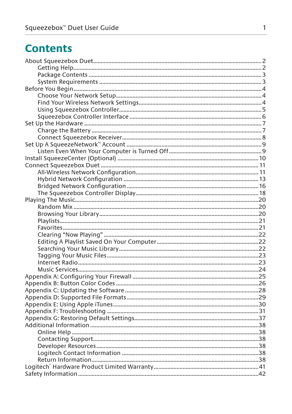 Logitech Squeezebox Duet User Manual | Page 2 / 45