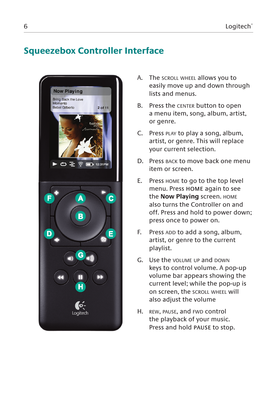 Squeezebox controller interface | Logitech Squeezebox Duet User Manual | Page 7 / 45