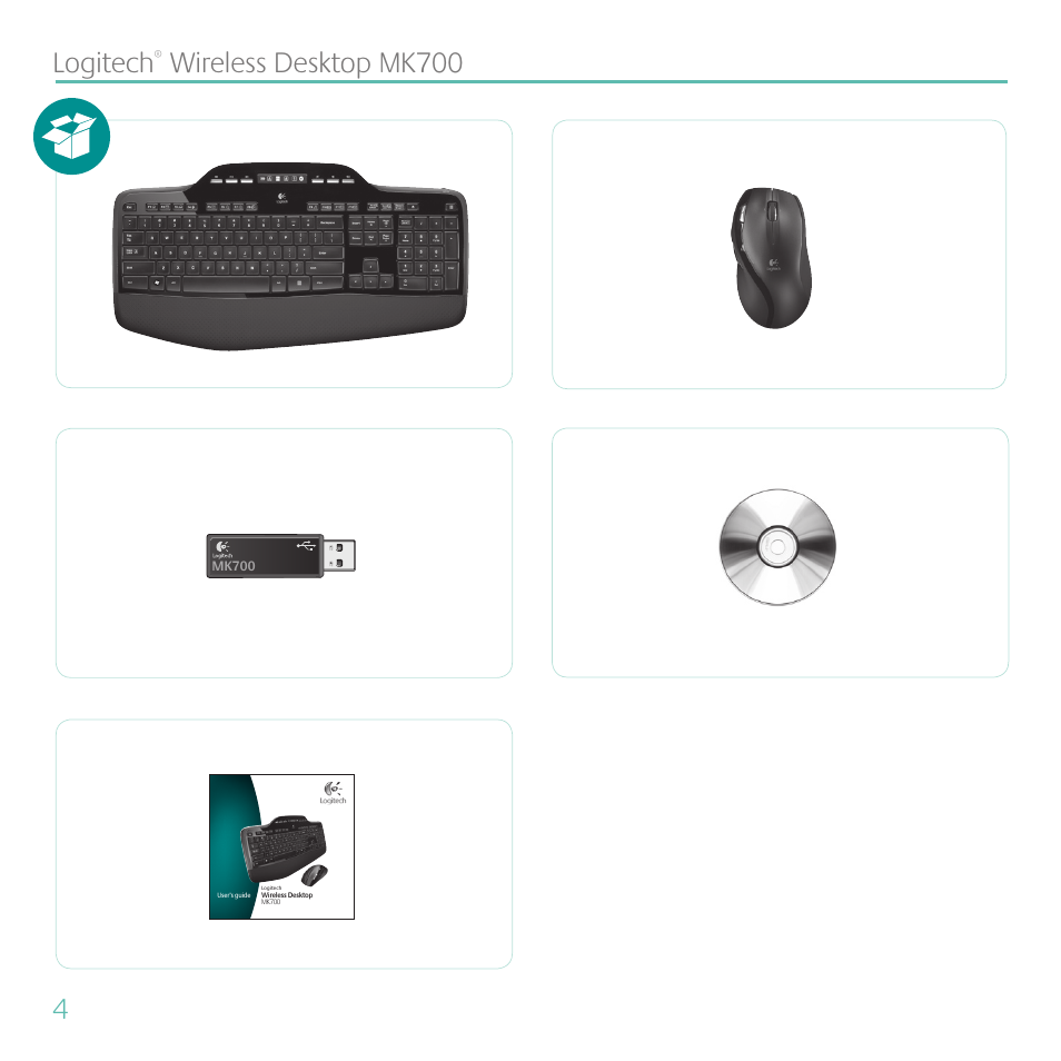 4logitech, Wireless desktop mk700 | Logitech MK700 User Manual | Page 4 / 72