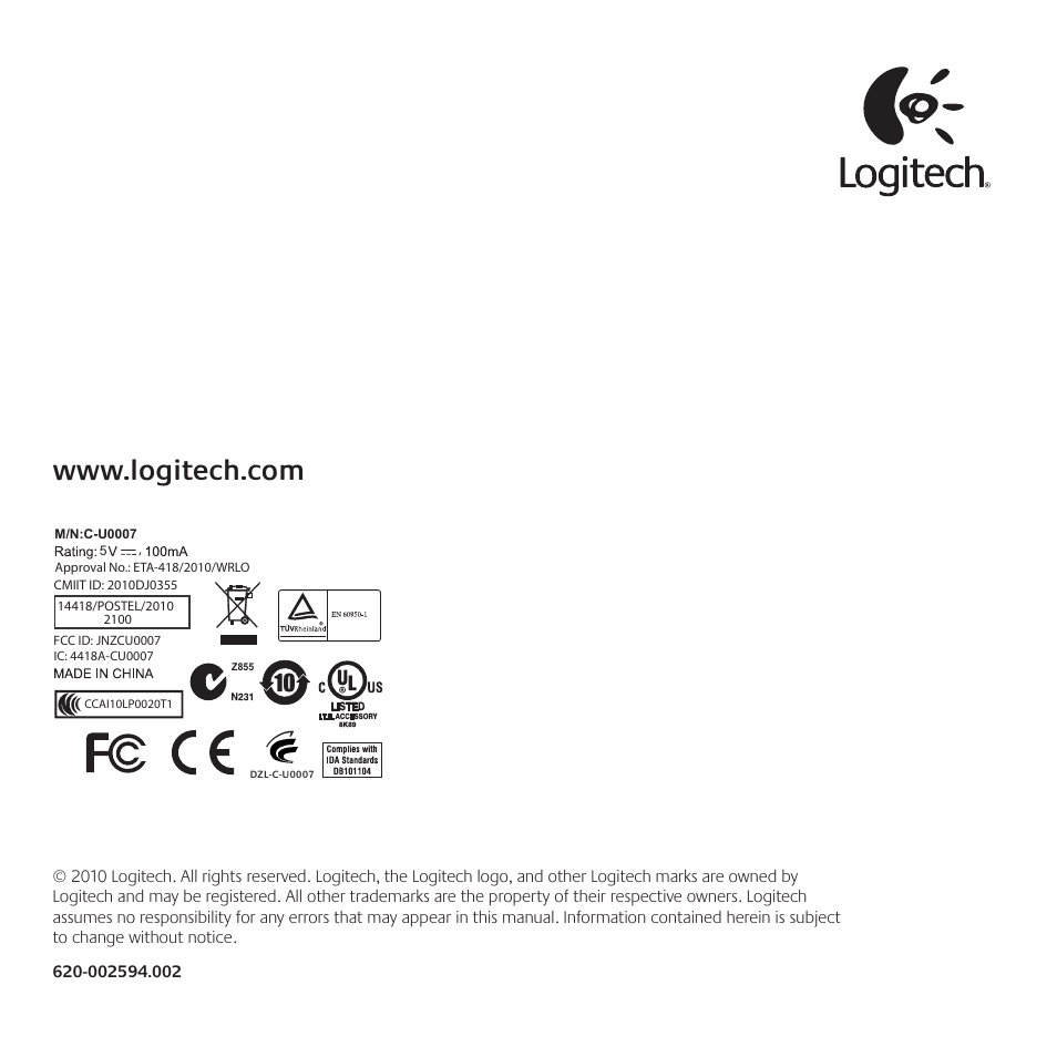 Logitech Couch Mouse M515 User Manual | Page 37 / 37