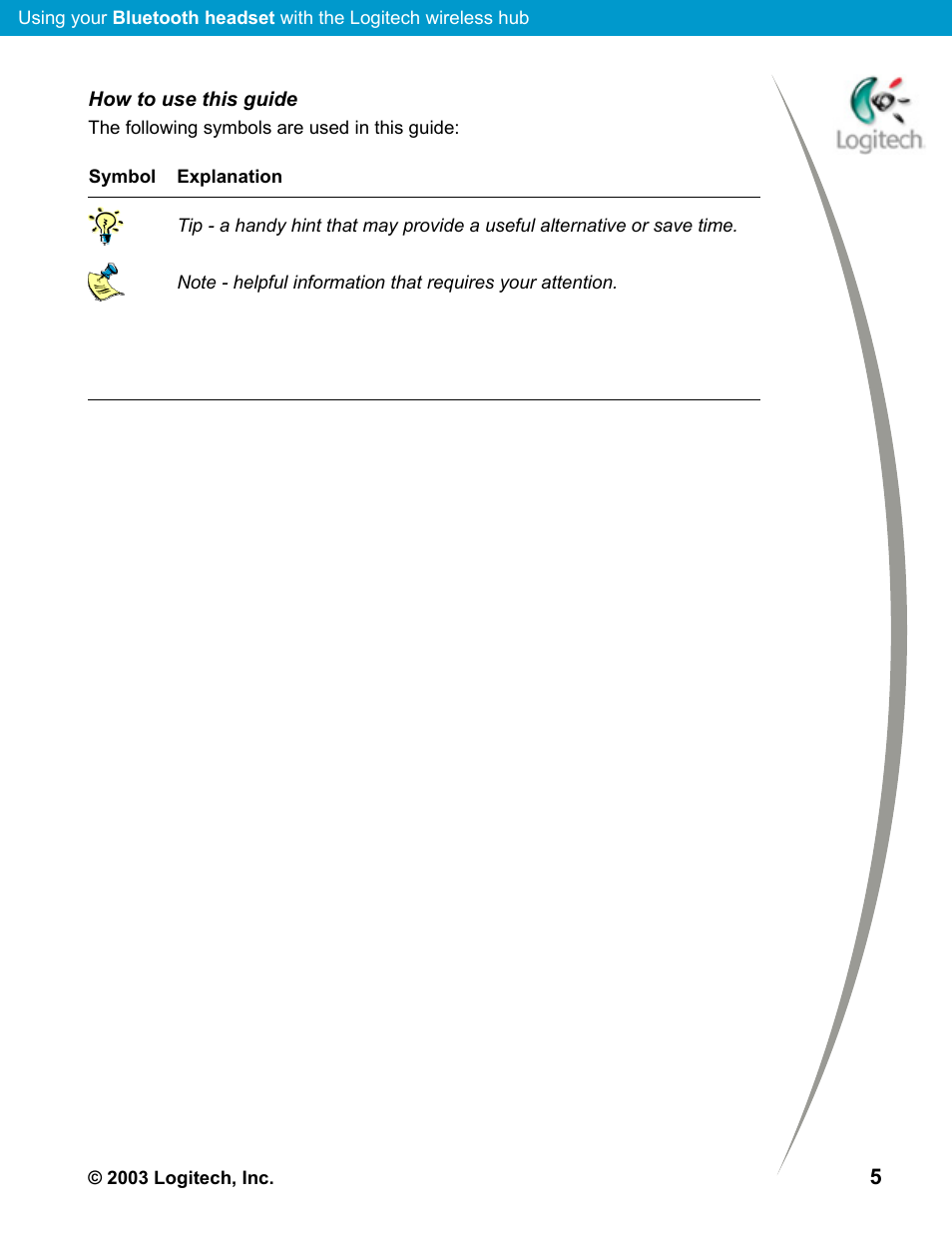 Logitech Mobile Bluetooth User Manual | Page 5 / 24