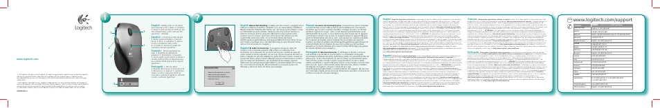 Mx600 laser cordless mouse back.pdf, Installation, English | Español, Français, Português | Logitech MX600 User Manual | Page 2 / 2