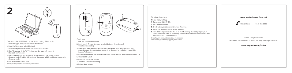 Logitech Wireless M555b User Manual | Page 2 / 2