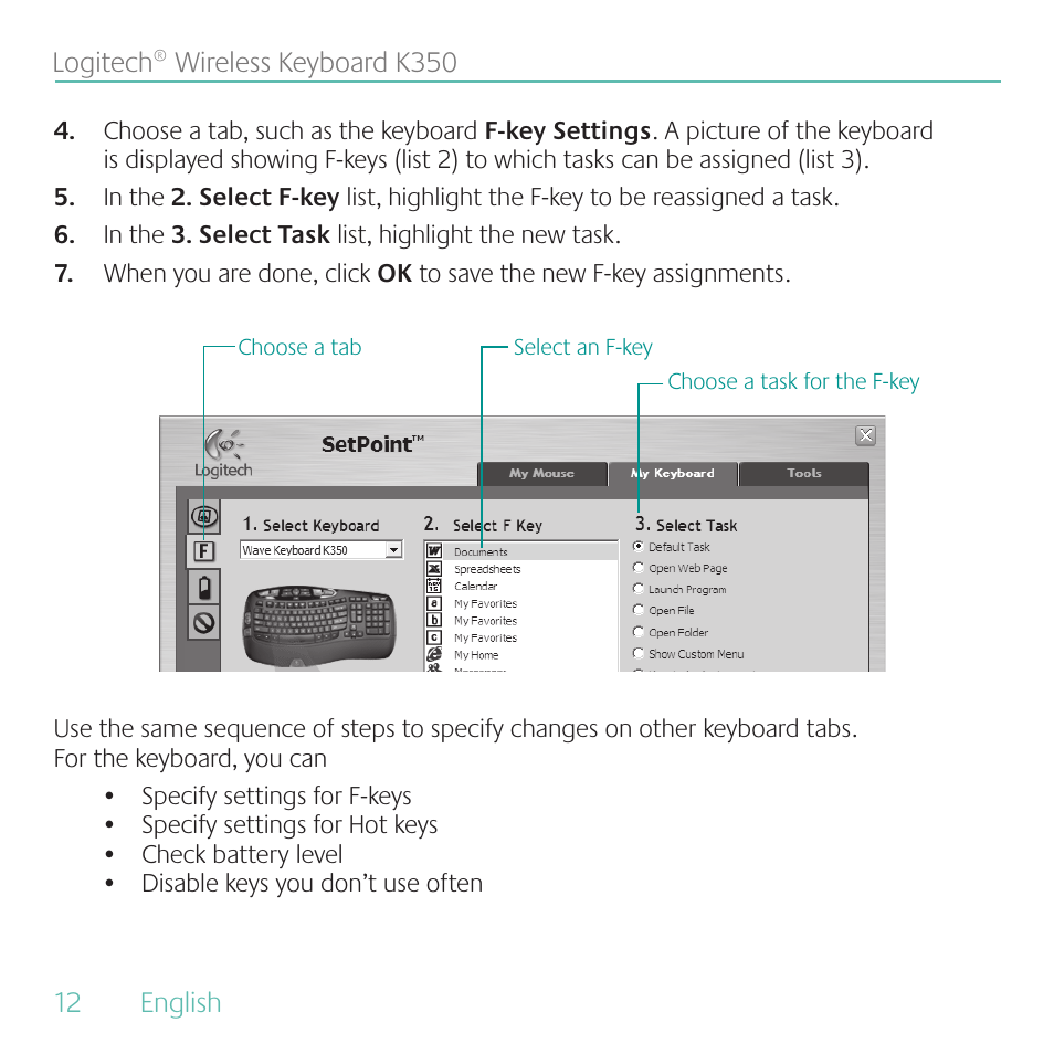 Logitech K350 User Manual | Page 12 / 40