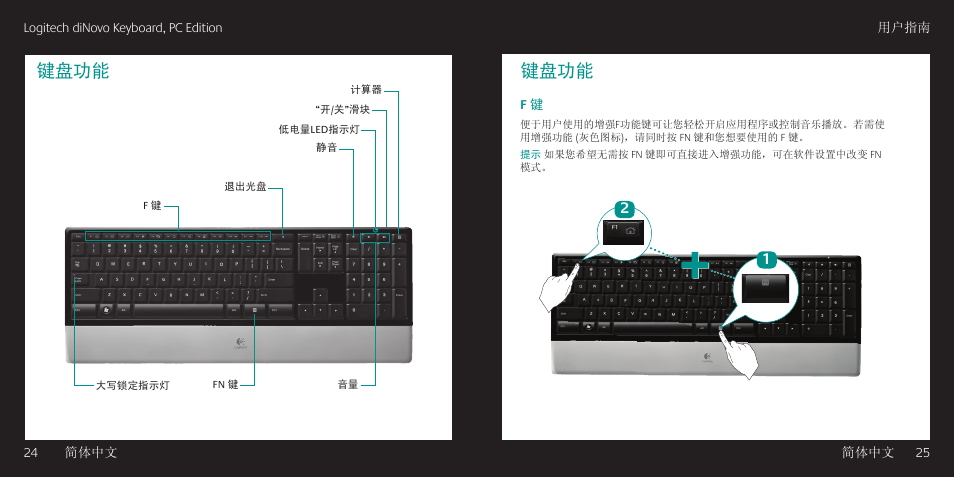 键盘功能 | Logitech diNovo User Manual | Page 13 / 21