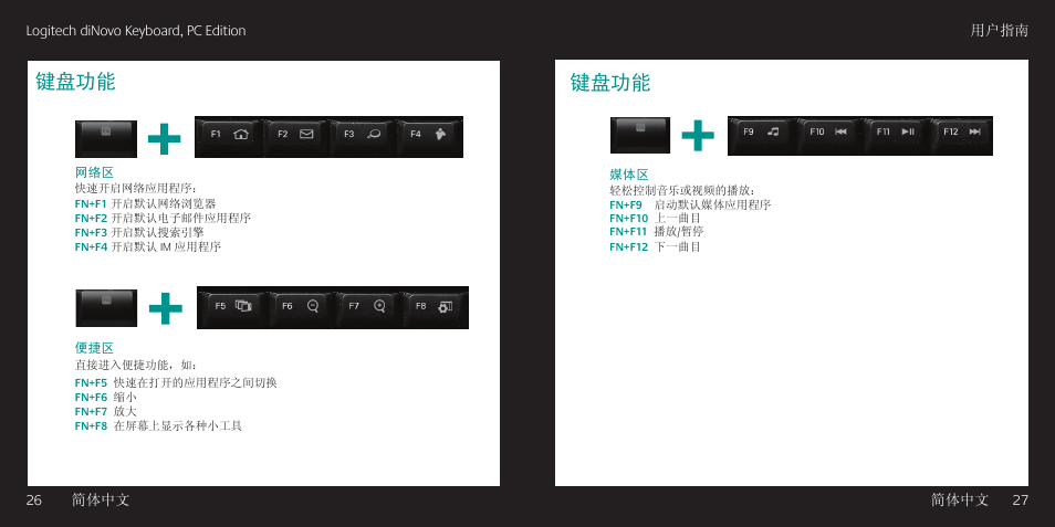 键盘功能 | Logitech diNovo User Manual | Page 14 / 21