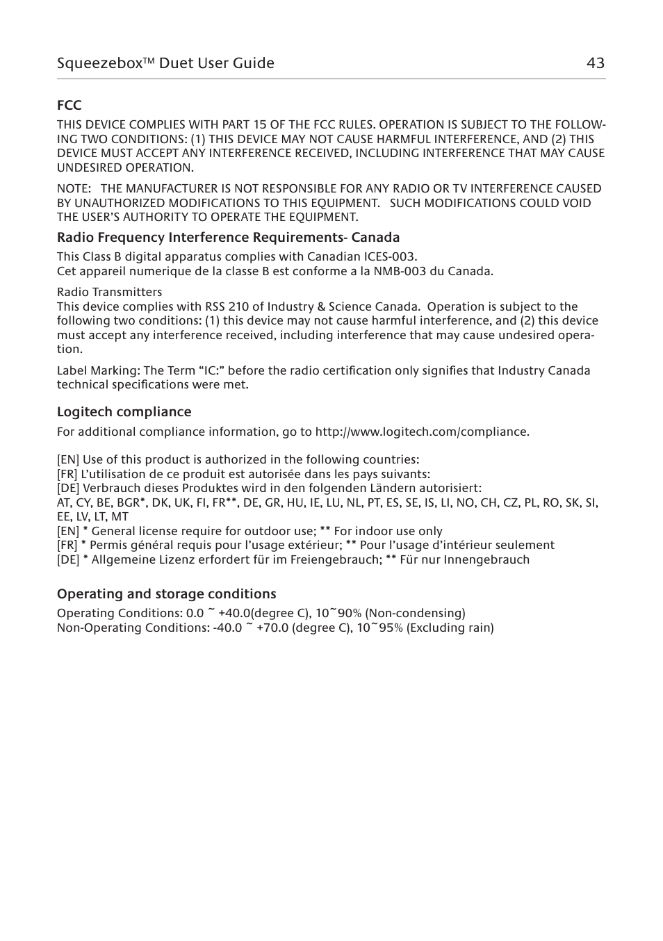 Logitech Network Music System User Manual | Page 44 / 45