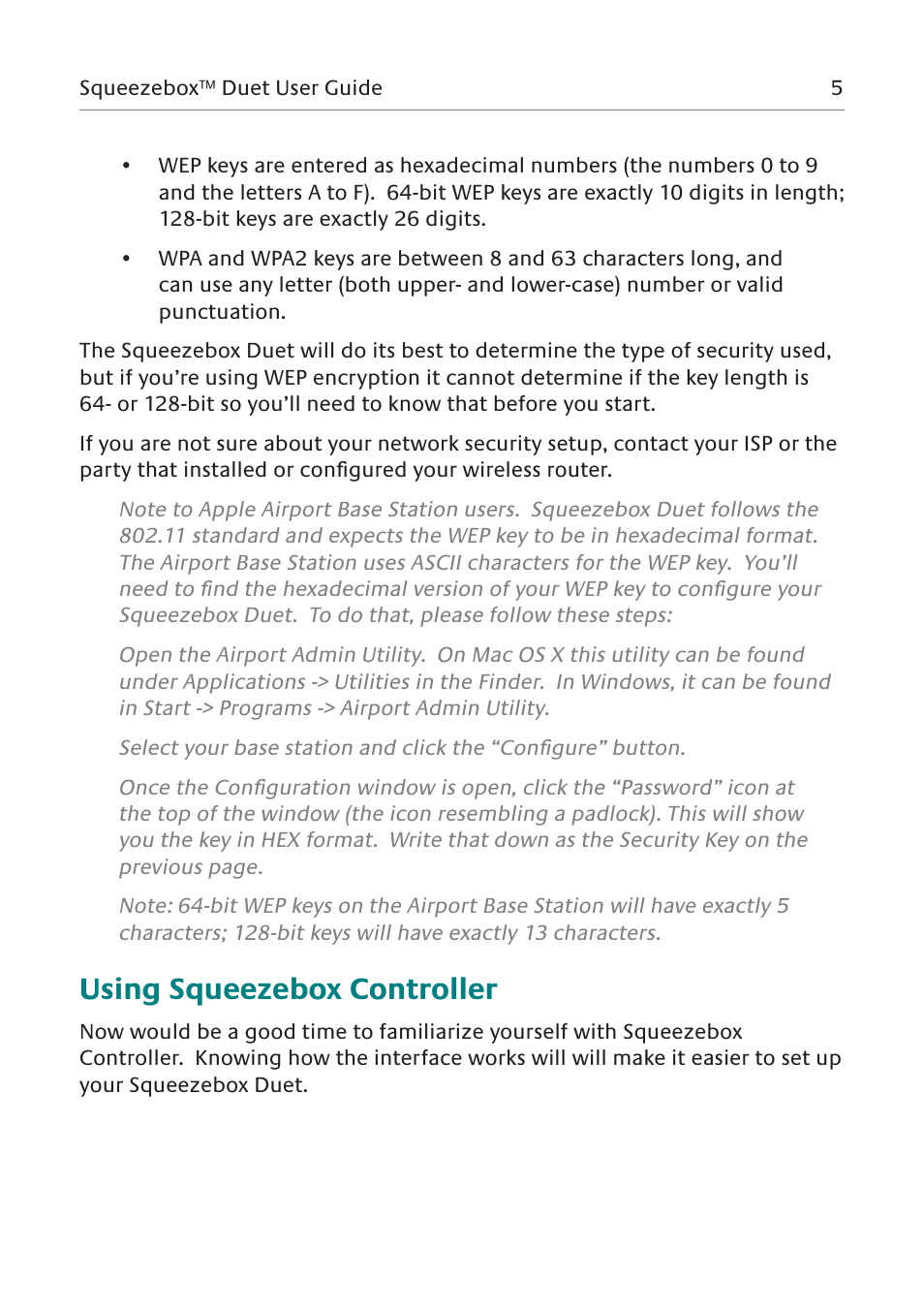 Using squeezebox controller | Logitech Network Music System User Manual | Page 6 / 45