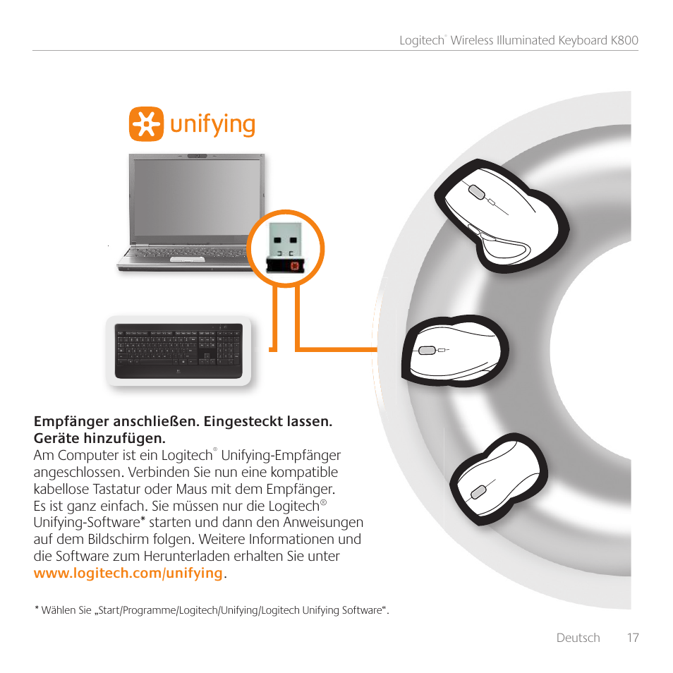 Logitech Wireless Keyboard K800 User Manual | Page 17 / 34
