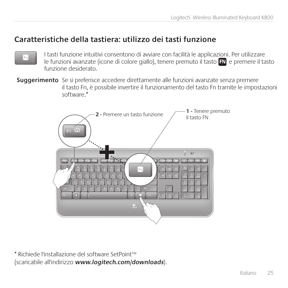 Logitech Wireless Keyboard K800 User Manual | Page 25 / 34
