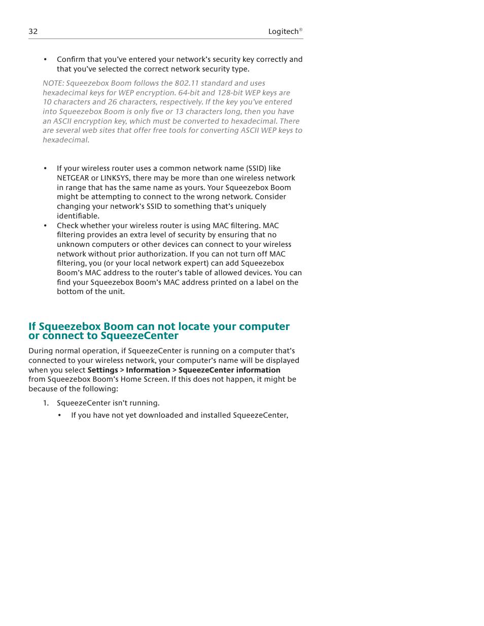 Logitech Squeezebox Boom User Manual | Page 33 / 44