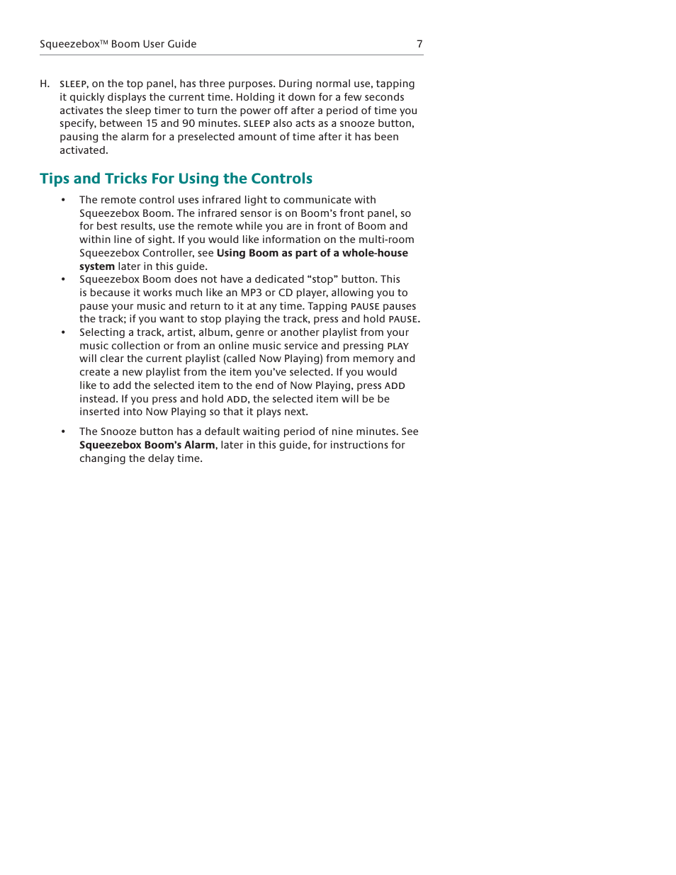 Tips and tricks for using the controls | Logitech Squeezebox Boom User Manual | Page 8 / 44