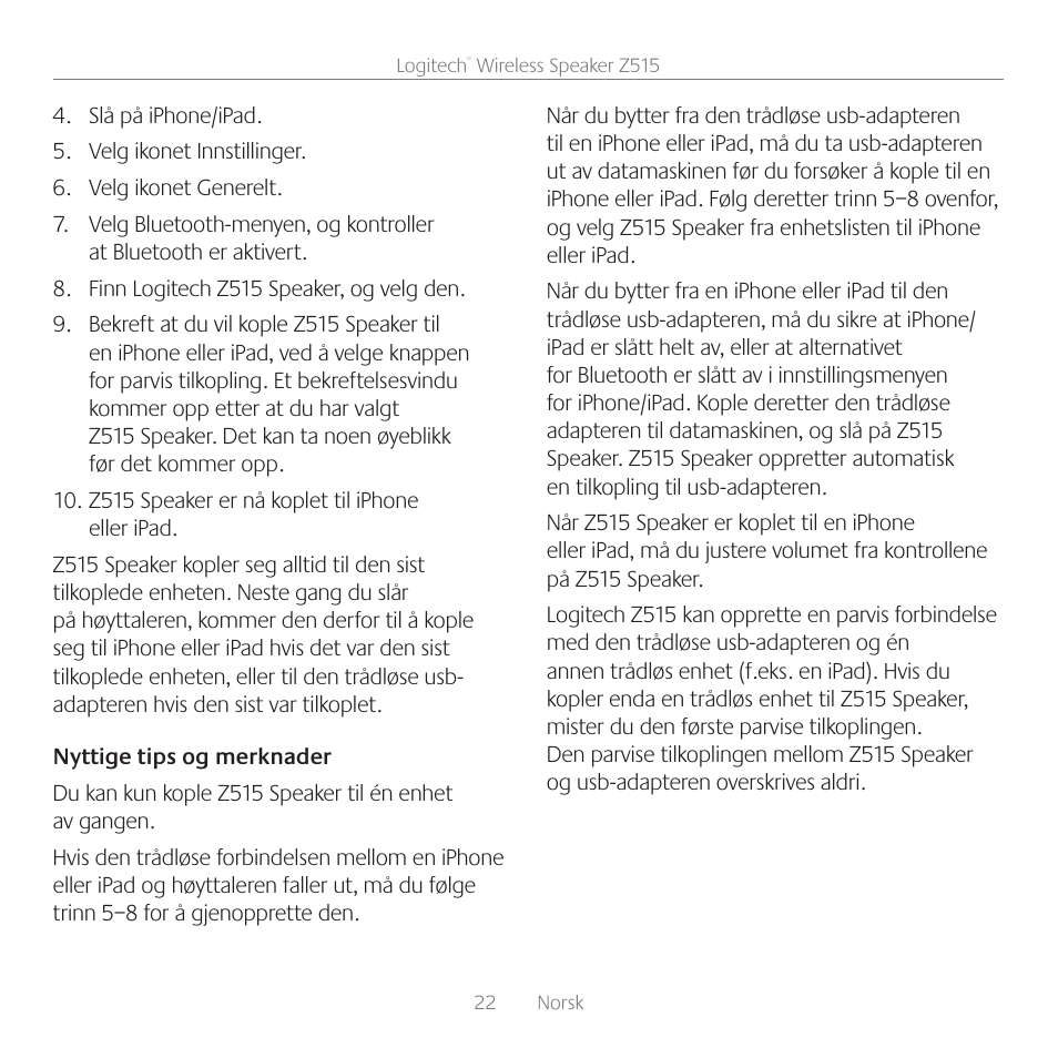 Logitech Z515 User Manual | Page 22 / 60