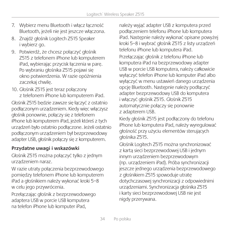 Logitech Z515 User Manual | Page 34 / 60