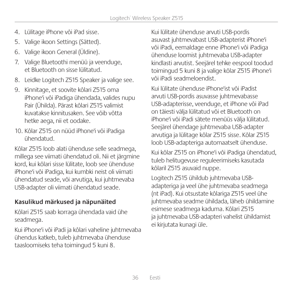 Logitech Z515 User Manual | Page 36 / 60