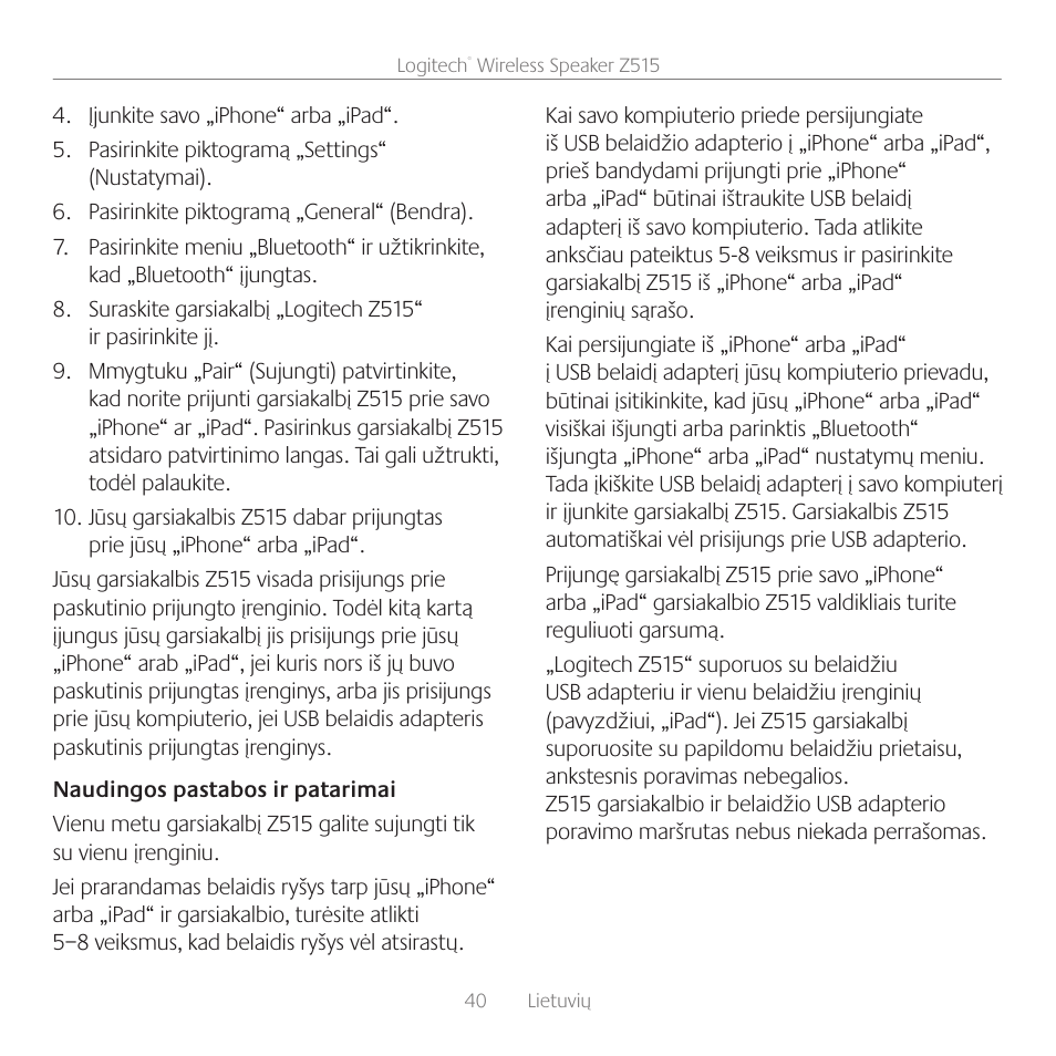 Logitech Z515 User Manual | Page 40 / 60