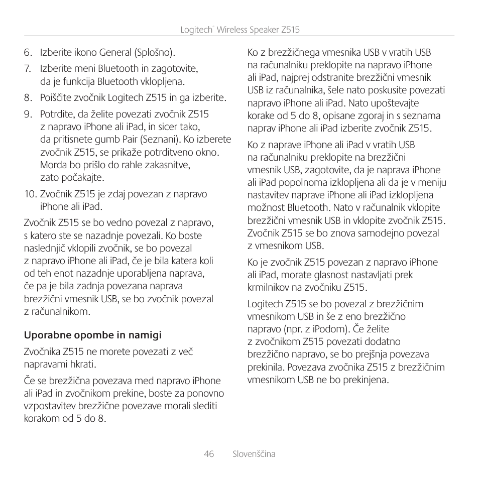 Logitech Z515 User Manual | Page 46 / 60