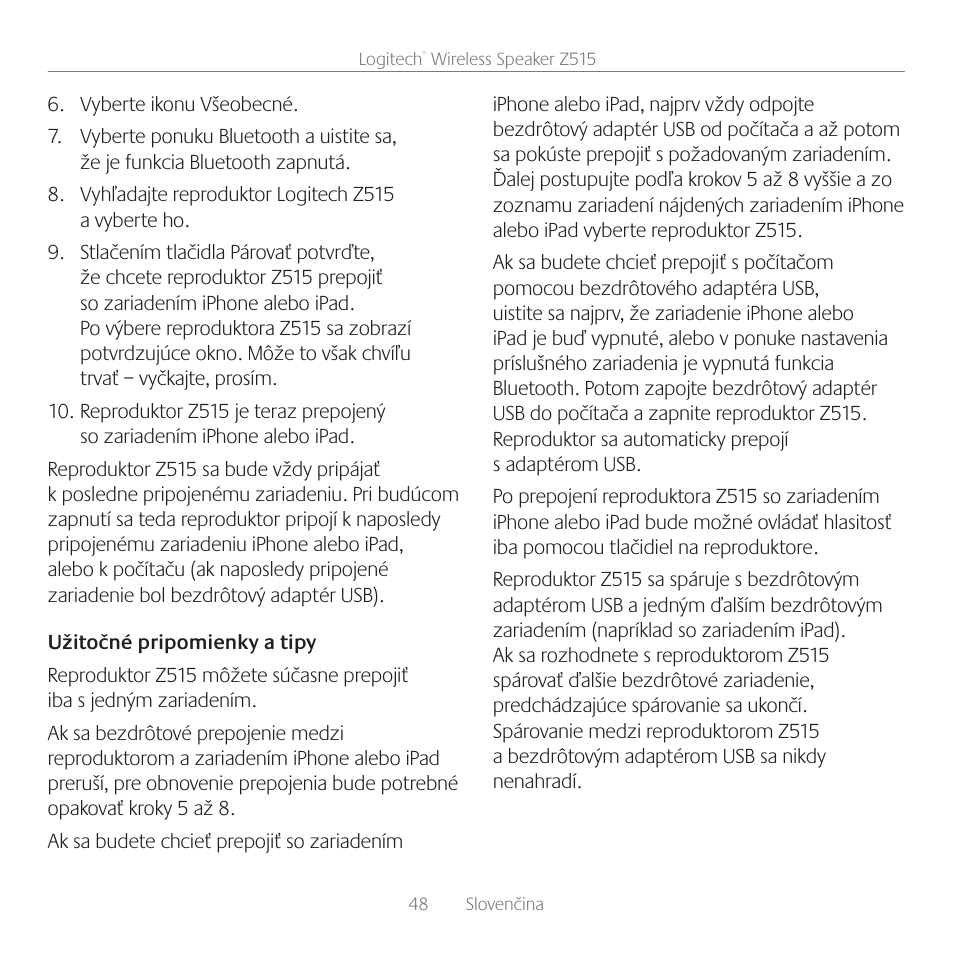 Logitech Z515 User Manual | Page 48 / 60