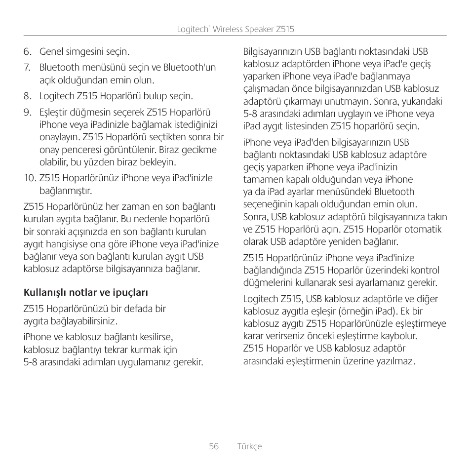 Logitech Z515 User Manual | Page 56 / 60