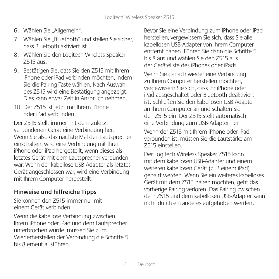 Logitech Z515 User Manual | Page 6 / 60