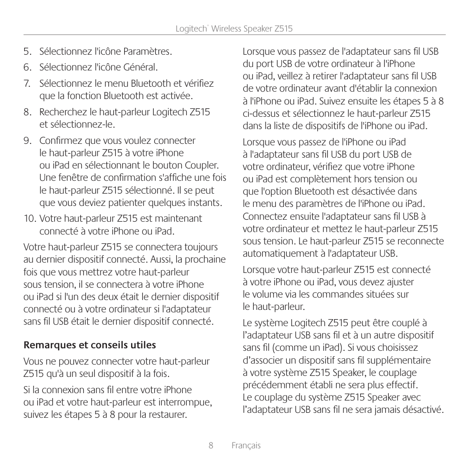 Logitech Z515 User Manual | Page 8 / 60