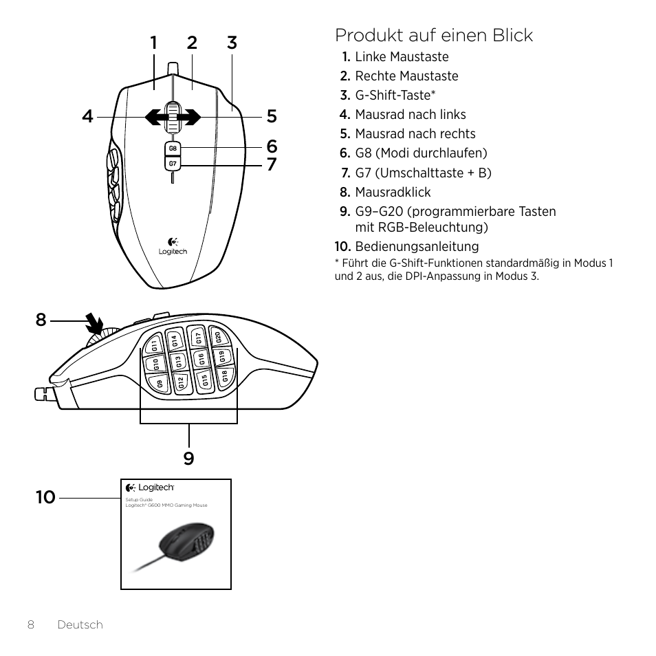 Logitech Gaming G600 User Manual | Page 8 / 76