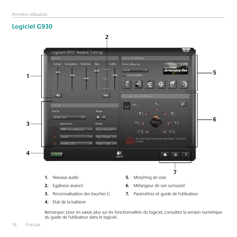 Logiciel g930 | Logitech G930 User Manual | Page 16 / 28