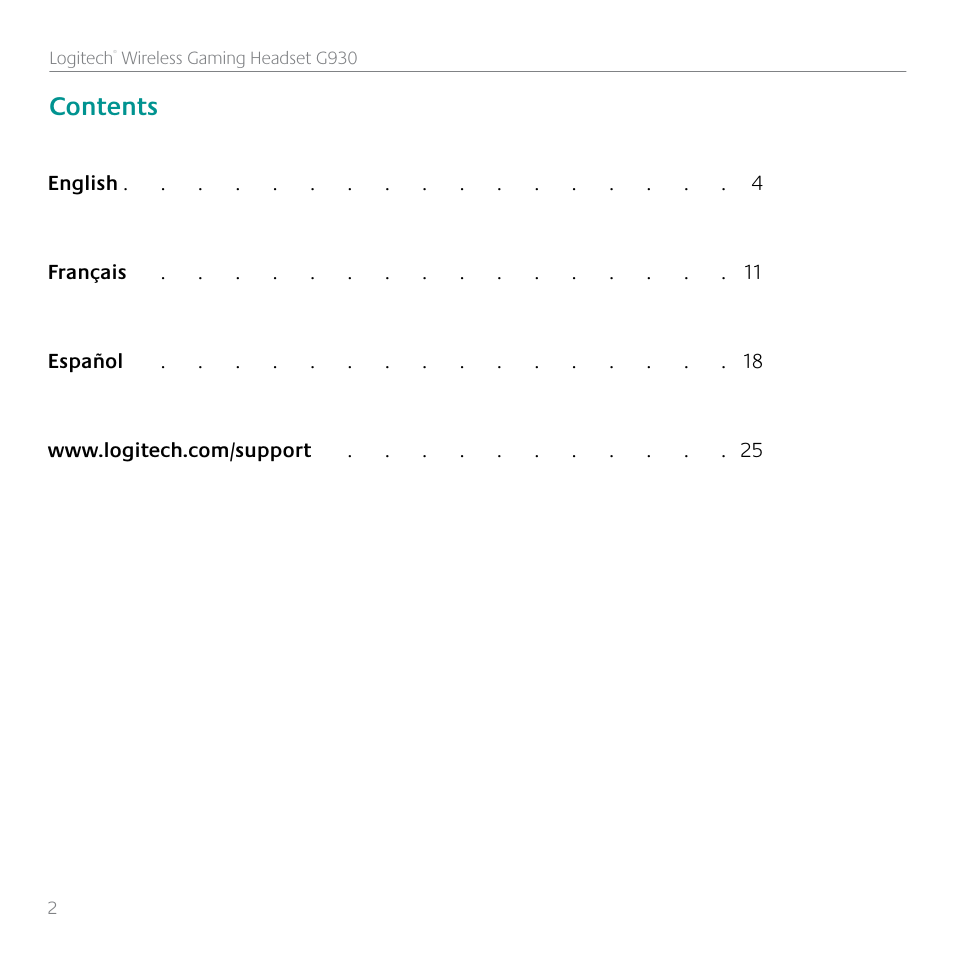 Logitech G930 User Manual | Page 2 / 28