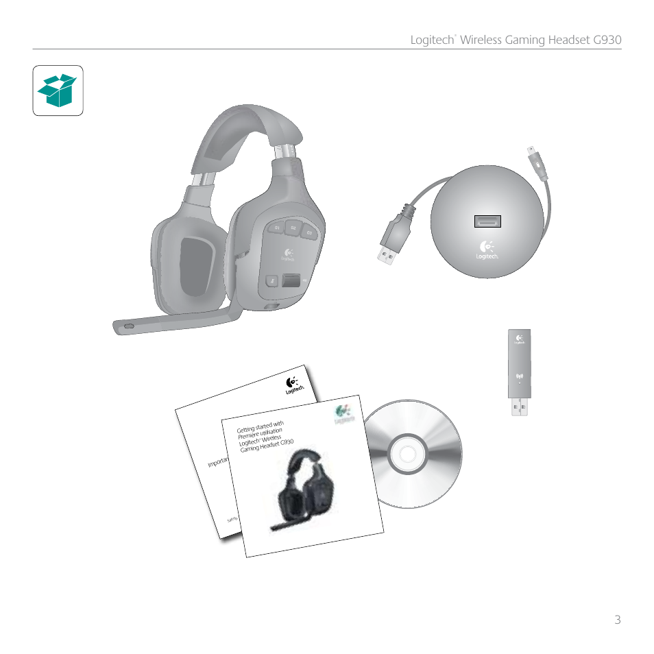 3 logitech, Wireless gaming headset g930 | Logitech G930 User Manual | Page 3 / 28