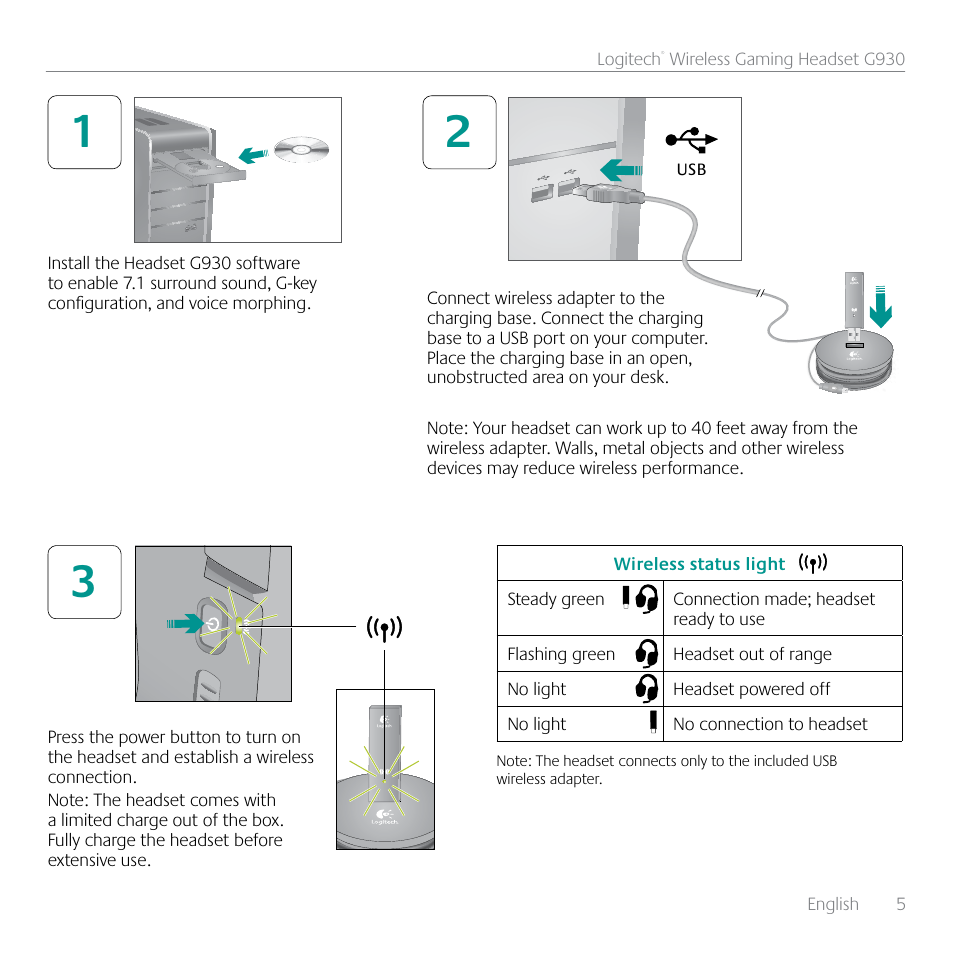 Logitech G930 User Manual | Page 5 / 28