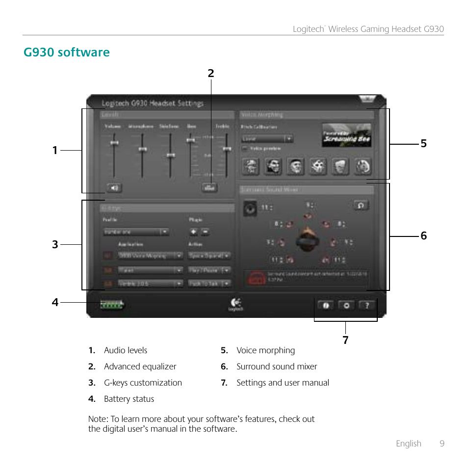 G930 software | Logitech G930 User Manual | Page 9 / 28