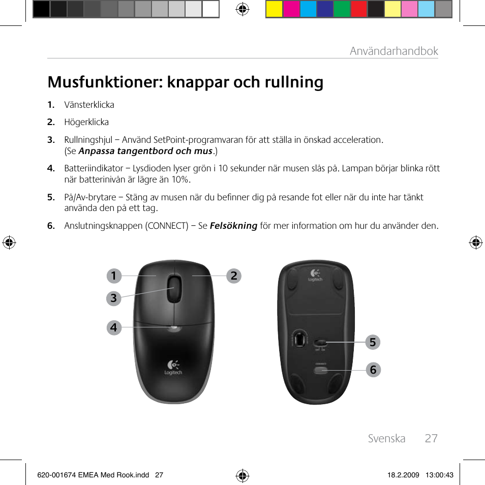 Musfunktioner: knappar och rullning | Logitech MK300 User Manual | Page 27 / 72