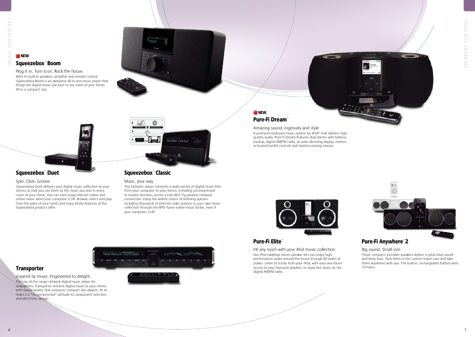 Squeezebox, Duet squeezebox, Boom squeezebox | Classic transporter pure-fi dream, Pure-fi elite, Pure-fi anywhere | Logitech V550 User Manual | Page 4 / 20