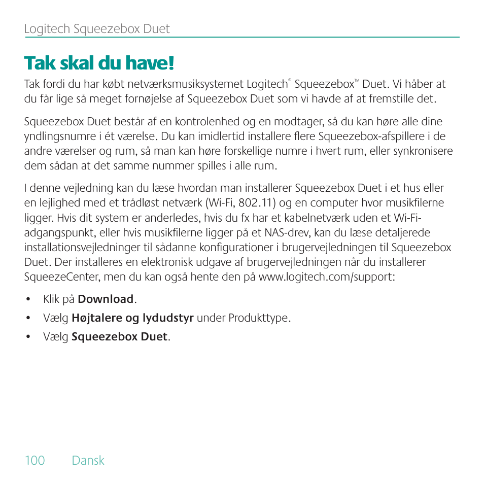 Tak skal du have | Logitech Duet User Manual | Page 100 / 196
