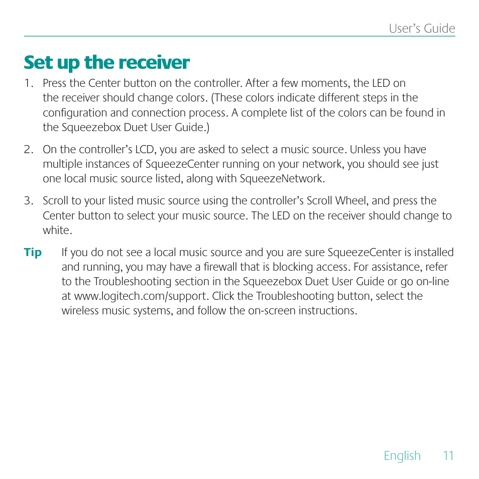 Set up the receiver | Logitech Duet User Manual | Page 11 / 196