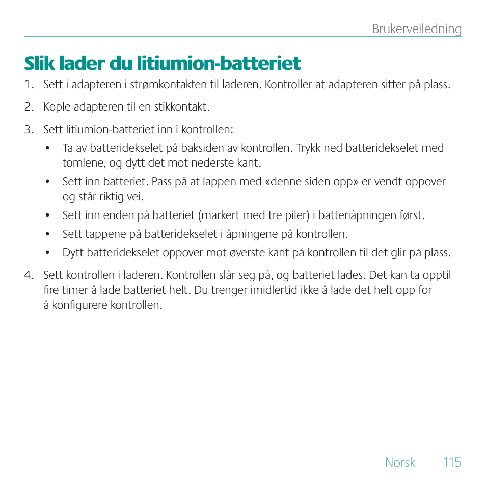 Slik lader du litiumion-batteriet | Logitech Duet User Manual | Page 115 / 196