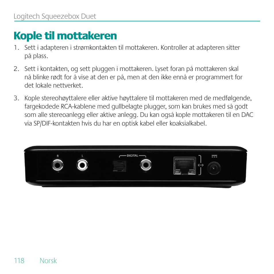 Kople til mottakeren | Logitech Duet User Manual | Page 118 / 196