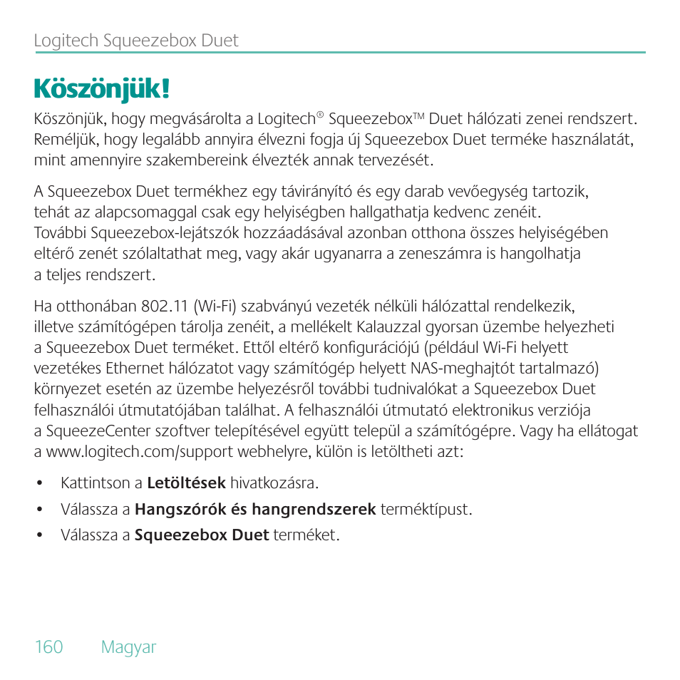 Köszönjük | Logitech Duet User Manual | Page 160 / 196
