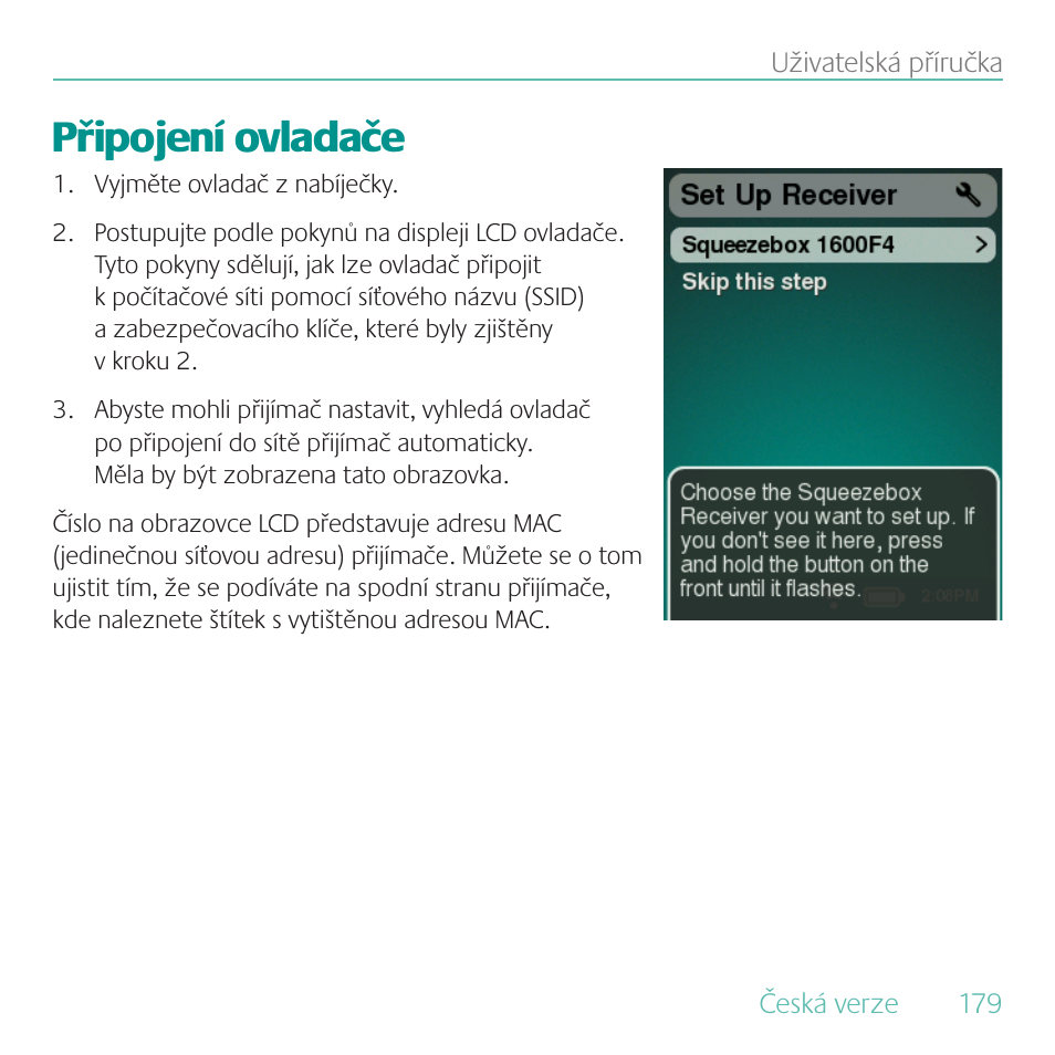 Připojení ovladače | Logitech Duet User Manual | Page 179 / 196