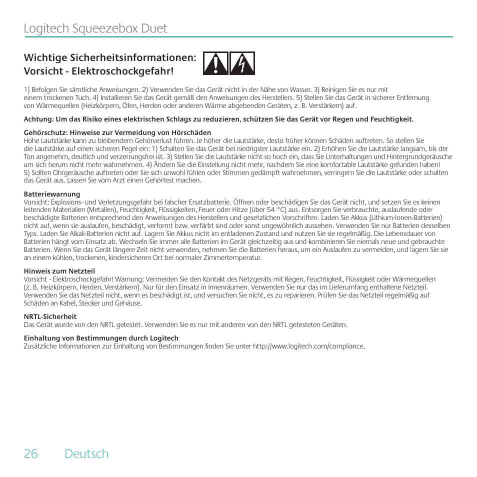 . deutsch. logitech.squeezebox.duet | Logitech Duet User Manual | Page 26 / 196