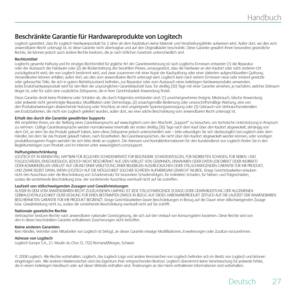 Deutsch handbuch | Logitech Duet User Manual | Page 27 / 196