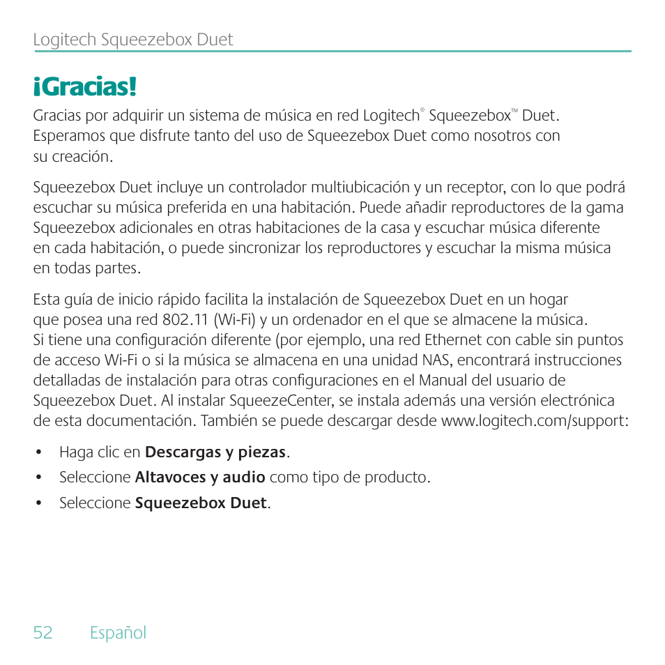 Gracias | Logitech Duet User Manual | Page 52 / 196