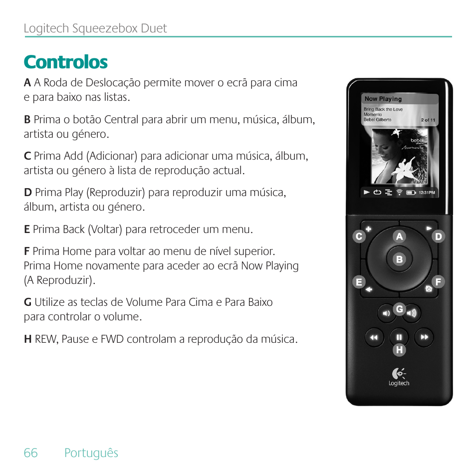 Controlos | Logitech Duet User Manual | Page 66 / 196