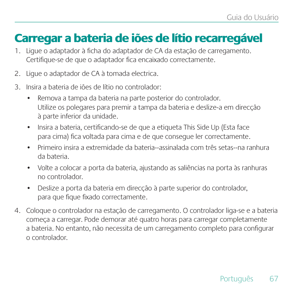 Carregar a bateria de iões de lítio recarregável | Logitech Duet User Manual | Page 67 / 196