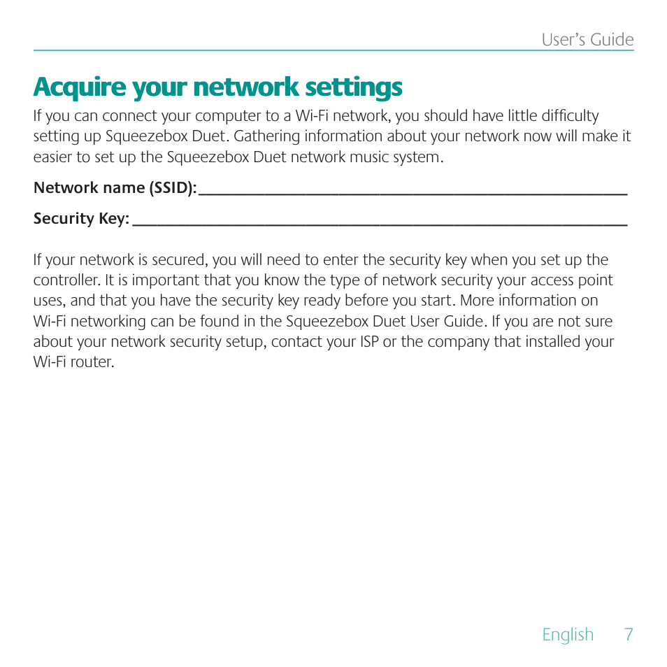 Acquire your network settings | Logitech Duet User Manual | Page 7 / 196