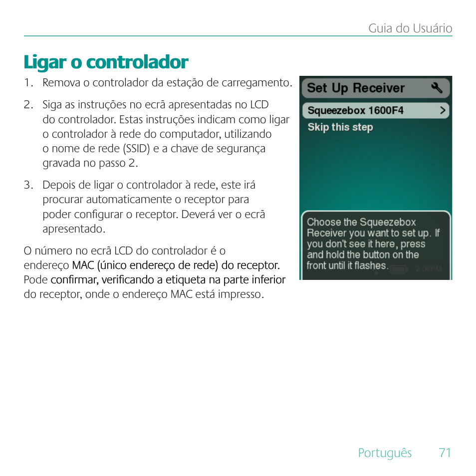 Ligar o controlador | Logitech Duet User Manual | Page 71 / 196